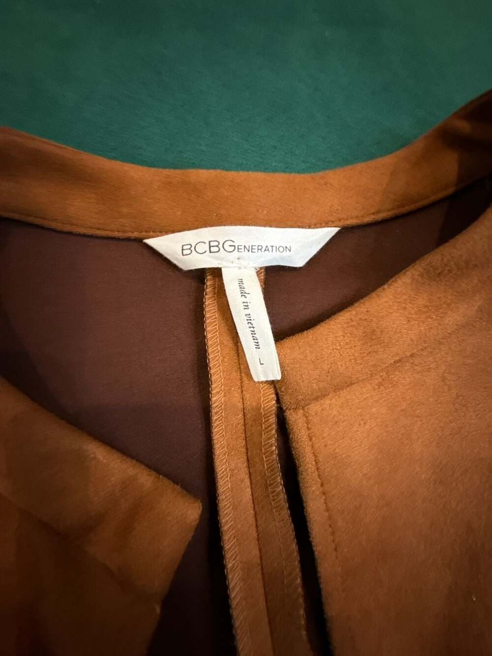 BCBGGeneration Brown Faux Suede Bell Sleeve Mini Dress Size L - Picture 3 of 6